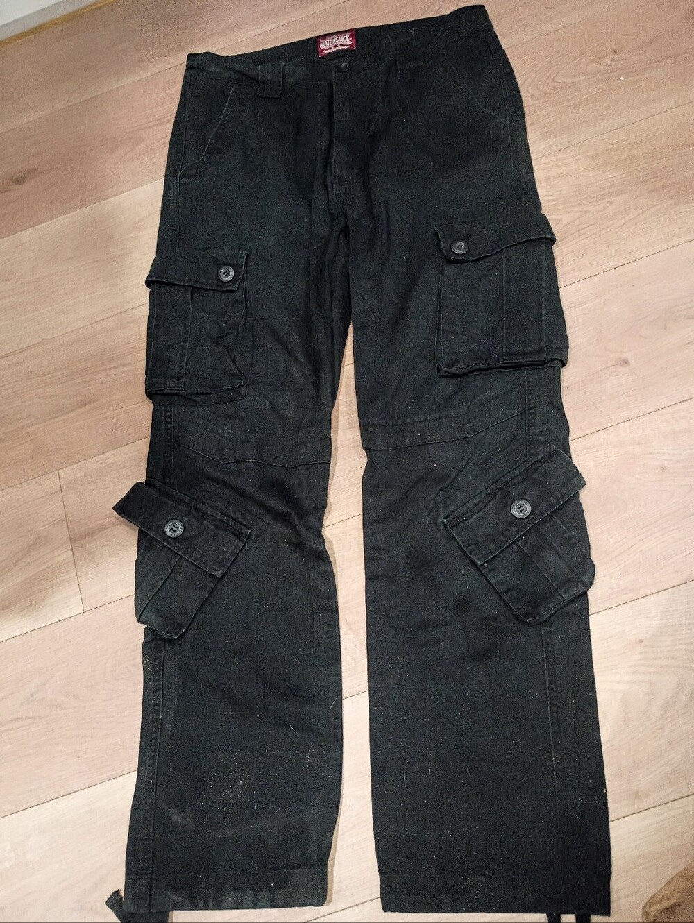 Men's Matchstick Slouchy Black Cargos 32 x 31